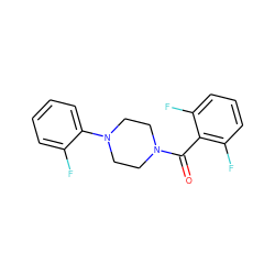 O=C(c1c(F)cccc1F)N1CCN(c2ccccc2F)CC1 ZINC000000384237