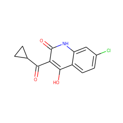 O=C(c1c(O)c2ccc(Cl)cc2[nH]c1=O)C1CC1 ZINC000006161246