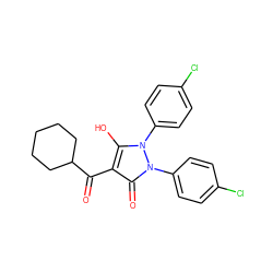 O=C(c1c(O)n(-c2ccc(Cl)cc2)n(-c2ccc(Cl)cc2)c1=O)C1CCCCC1 ZINC000035017500