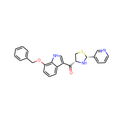 O=C(c1c[nH]c2c(OCc3ccccc3)cccc12)[C@@H]1CS[C@H](c2cccnc2)N1 ZINC000013737447