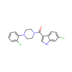 O=C(c1c[nH]c2cc(Cl)ccc12)N1CCN(c2ccccc2Cl)CC1 ZINC000034964790