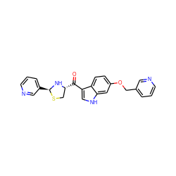 O=C(c1c[nH]c2cc(OCc3cccnc3)ccc12)[C@@H]1CS[C@@H](c2cccnc2)N1 ZINC000013737459