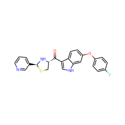 O=C(c1c[nH]c2cc(Oc3ccc(F)cc3)ccc12)[C@@H]1CS[C@@H](c2cccnc2)N1 ZINC000013737461