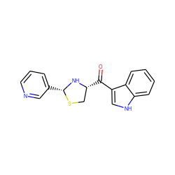 O=C(c1c[nH]c2ccccc12)[C@@H]1CS[C@H](c2cccnc2)N1 ZINC000036331893