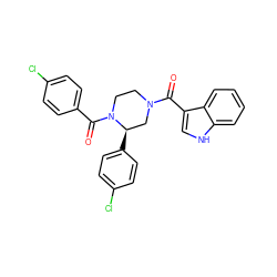 O=C(c1c[nH]c2ccccc12)N1CCN(C(=O)c2ccc(Cl)cc2)[C@H](c2ccc(Cl)cc2)C1 ZINC001772627015