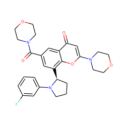 O=C(c1cc([C@H]2CCCN2c2cccc(F)c2)c2oc(N3CCOCC3)cc(=O)c2c1)N1CCOCC1 ZINC000203775818