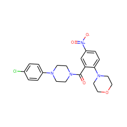 O=C(c1cc([N+](=O)[O-])ccc1N1CCOCC1)N1CCN(c2ccc(Cl)cc2)CC1 ZINC000040976841