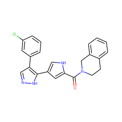 O=C(c1cc(-c2[nH]ncc2-c2cccc(Cl)c2)c[nH]1)N1CCc2ccccc2C1 ZINC000014959169