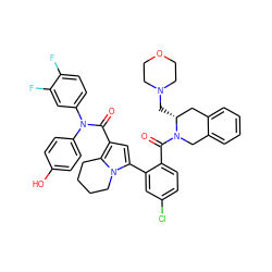 O=C(c1cc(-c2cc(Cl)ccc2C(=O)N2Cc3ccccc3C[C@H]2CN2CCOCC2)n2c1CCCC2)N(c1ccc(O)cc1)c1ccc(F)c(F)c1 ZINC001772638253