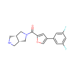 O=C(c1cc(-c2cc(F)cc(F)c2)co1)N1C[C@@H]2CNC[C@@H]2C1 ZINC000169711201