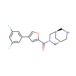 O=C(c1cc(-c2cc(F)cc(F)c2)co1)N1C[C@H]2CNC[C@@H](C2)C1 ZINC000169711267