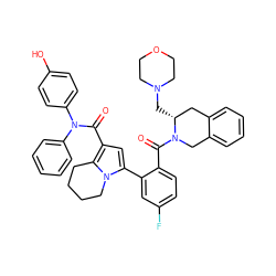 O=C(c1cc(-c2cc(F)ccc2C(=O)N2Cc3ccccc3C[C@H]2CN2CCOCC2)n2c1CCCC2)N(c1ccccc1)c1ccc(O)cc1 ZINC001772602097