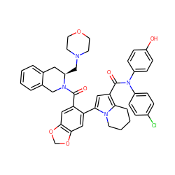 O=C(c1cc(-c2cc3c(cc2C(=O)N2Cc4ccccc4C[C@H]2CN2CCOCC2)OCO3)n2c1CCCC2)N(c1ccc(O)cc1)c1ccc(Cl)cc1 ZINC000205577984