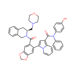 O=C(c1cc(-c2cc3c(cc2C(=O)N2Cc4ccccc4C[C@H]2CN2CCOCC2)OCO3)n2ccccc12)N(c1ccccc1)c1ccc(O)cc1 ZINC000218044759