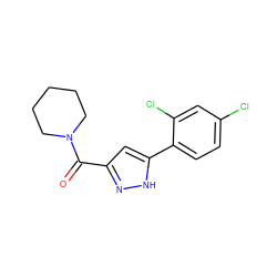 O=C(c1cc(-c2ccc(Cl)cc2Cl)[nH]n1)N1CCCCC1 ZINC000064235577