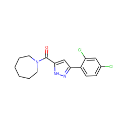 O=C(c1cc(-c2ccc(Cl)cc2Cl)n[nH]1)N1CCCCCC1 ZINC000040896910