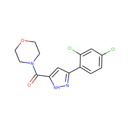 O=C(c1cc(-c2ccc(Cl)cc2Cl)n[nH]1)N1CCOCC1 ZINC000040403350