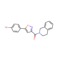 O=C(c1cc(-c2ccc(O)cc2)on1)N1CCc2ccccc2C1 ZINC000003907765