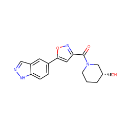 O=C(c1cc(-c2ccc3[nH]ncc3c2)on1)N1CCC[C@@H](O)C1 ZINC000063298307