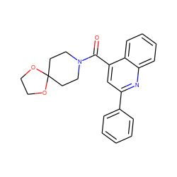 O=C(c1cc(-c2ccccc2)nc2ccccc12)N1CCC2(CC1)OCCO2 ZINC000003039292