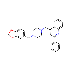 O=C(c1cc(-c2ccccc2)nc2ccccc12)N1CCN(Cc2ccc3c(c2)OCO3)CC1 ZINC000019866683