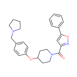 O=C(c1cc(-c2ccccc2)on1)N1CCC(Oc2ccc(CN3CCCC3)cc2)CC1 ZINC000653727820