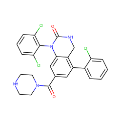 O=C(c1cc(-c2ccccc2Cl)c2c(c1)N(c1c(Cl)cccc1Cl)C(=O)NC2)N1CCNCC1 ZINC000013487125