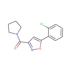 O=C(c1cc(-c2ccccc2Cl)on1)N1CCCC1 ZINC000000815171