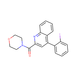 O=C(c1cc(-c2ccccc2I)c2ccccc2n1)N1CCOCC1 ZINC000169322703