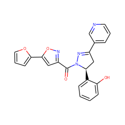 O=C(c1cc(-c2ccco2)on1)N1N=C(c2cccnc2)C[C@H]1c1ccccc1O ZINC000071281671