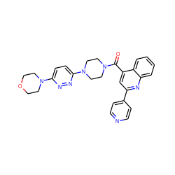 O=C(c1cc(-c2ccncc2)nc2ccccc12)N1CCN(c2ccc(N3CCOCC3)nn2)CC1 ZINC000004056948