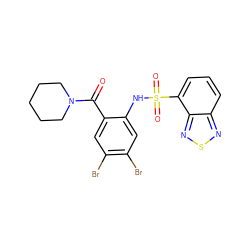 O=C(c1cc(Br)c(Br)cc1NS(=O)(=O)c1cccc2nsnc12)N1CCCCC1 ZINC000043532645