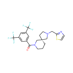 O=C(c1cc(C(F)(F)F)cc(C(F)(F)F)c1)N1CCC[C@@]2(CCN(Cc3nccs3)C2)C1 ZINC000003956327