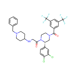 O=C(c1cc(C(F)(F)F)cc(C(F)(F)F)c1)N1CCN(C(=O)CNC2CCN(Cc3ccccc3)CC2)[C@@H](c2ccc(Cl)c(Cl)c2)C1 ZINC000026843211