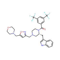 O=C(c1cc(C(F)(F)F)cc(C(F)(F)F)c1)N1CCN(Cc2cc(CN3CCOCC3)on2)C[C@H]1Cc1c[nH]c2ccccc12 ZINC000028570447