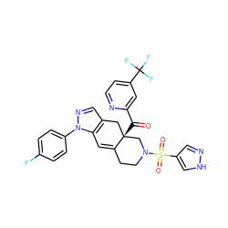 O=C(c1cc(C(F)(F)F)ccn1)[C@]12Cc3cnn(-c4ccc(F)cc4)c3C=C1CCN(S(=O)(=O)c1cn[nH]c1)C2 ZINC000221714951