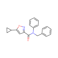 O=C(c1cc(C2CC2)on1)N(Cc1ccccc1)c1ccccc1 ZINC000096655814