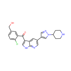 O=C(c1cc(CO)ccc1Cl)c1c[nH]c2ncc(-c3cnn(C4CCNCC4)c3)cc12 ZINC000098208186