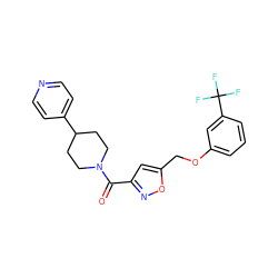 O=C(c1cc(COc2cccc(C(F)(F)F)c2)on1)N1CCC(c2ccncc2)CC1 ZINC000011821840