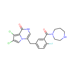 O=C(c1cc(Cc2c[nH]c(=O)c3c(Cl)c(Cl)cn23)ccc1F)N1CCCNCC1 ZINC000045367806