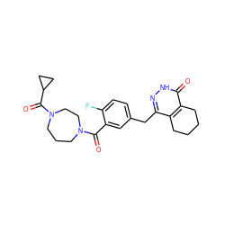 O=C(c1cc(Cc2n[nH]c(=O)c3c2CCCC3)ccc1F)N1CCCN(C(=O)C2CC2)CC1 ZINC000147232757