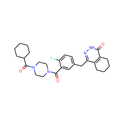 O=C(c1cc(Cc2n[nH]c(=O)c3c2CCCC3)ccc1F)N1CCN(C(=O)C2CCCCC2)CC1 ZINC000149157838