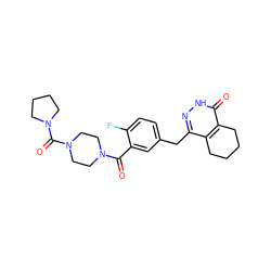 O=C(c1cc(Cc2n[nH]c(=O)c3c2CCCC3)ccc1F)N1CCN(C(=O)N2CCCC2)CC1 ZINC000147318532