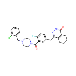 O=C(c1cc(Cc2n[nH]c(=O)c3c2CCCC3)ccc1F)N1CCN(Cc2ccccc2Cl)CC1 ZINC000148021998