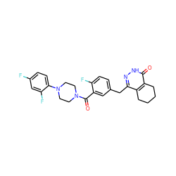 O=C(c1cc(Cc2n[nH]c(=O)c3c2CCCC3)ccc1F)N1CCN(c2ccc(F)cc2F)CC1 ZINC000149184044