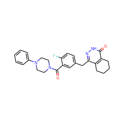 O=C(c1cc(Cc2n[nH]c(=O)c3c2CCCC3)ccc1F)N1CCN(c2ccccc2)CC1 ZINC000149176992