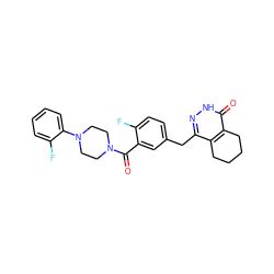 O=C(c1cc(Cc2n[nH]c(=O)c3c2CCCC3)ccc1F)N1CCN(c2ccccc2F)CC1 ZINC000148308615