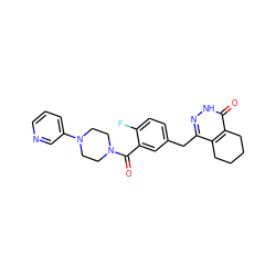 O=C(c1cc(Cc2n[nH]c(=O)c3c2CCCC3)ccc1F)N1CCN(c2cccnc2)CC1 ZINC000145441048