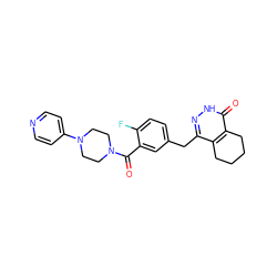 O=C(c1cc(Cc2n[nH]c(=O)c3c2CCCC3)ccc1F)N1CCN(c2ccncc2)CC1 ZINC000149141123