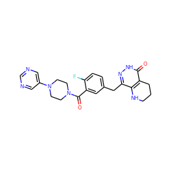 O=C(c1cc(Cc2n[nH]c(=O)c3c2NCCC3)ccc1F)N1CCN(c2cncnc2)CC1 ZINC000140471471